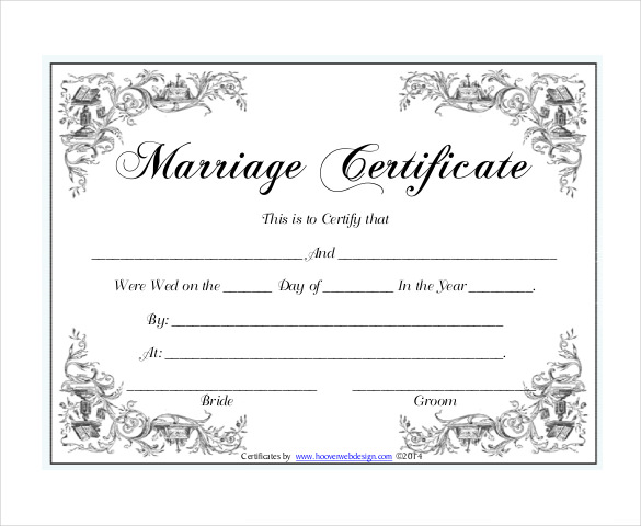 Marriage Certificate Templates Free Download